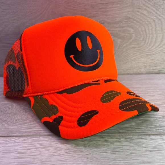 OTTO Accessories New Vintage Style Happy Face Orange Camo Trucker Hat Cap Adult S Poshmark